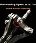 Heavy Hitter Broken Pipe Extractor Tool With Deep Bite Serrations showcasing three-claw grip design for firm tightening on pipe threading.