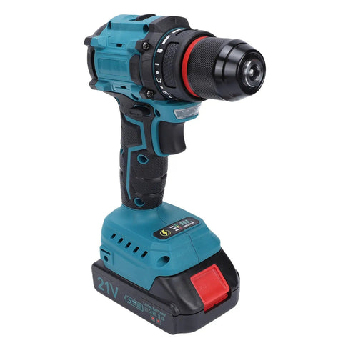 Badass Brushless Cordless Drill Kit With Heavy Duty Lithium Ion Battery Pack, 21V, featuring ergonomic grip and keyless chuck.