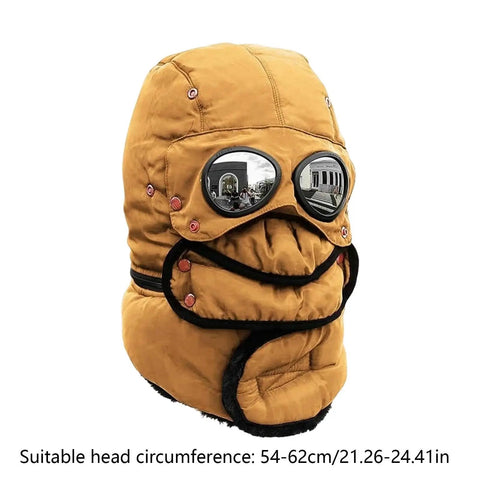 Winter Hat With Thermal Barrier And Fleece Lining, Insulated Bonnet With Detachable Eye Shield And Windproof Design in Bold Yellow