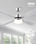 Ceiling Fan With Lights And Remote No Fuss Install For Bedroom In Industrial Minimalist Style With 5 Blades And Brushed Nickel Housing