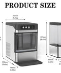 Solid Countertop Nugget Ice Maker That Chills Cocktails Swiftly With Squishy Soft Cubes And Makes Weekend Tailgates Hit Different With Zero Setup Hassles Or Waiting, size dimensions displayed.