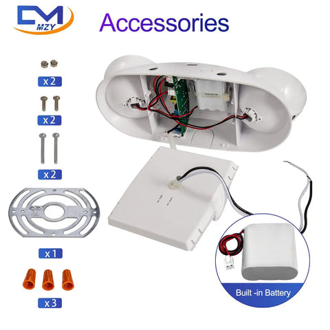 Emergency Lighting Fixtures With Battery Backup For Commercial Use Two Adjustable LED Light Heads accessories shown.