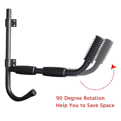 Game Changing Heavy Duty Kayak Wall Hanger Mounts with 90 degree rotation feature for saving garage space.