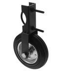 Professional Grade Heavy Duty Gate Foot Wheel Giving Rugged 500 Pound Support For Smooth Farm Gate Rolling with a metal design.