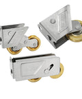 Heavy Duty Sliding Door And Window Track Roller Featuring Brass Stainless Steel Pulleys For Butter Smooth Silent Gliding, showing various angles.
