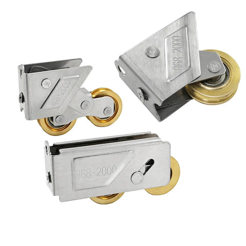 Heavy Duty Sliding Door Pulley And Window Track Roller With Smooth Glide Nylon Wheels Quiet Operation Aluminum Replacement Hardware For Glides Like A Breeze Home Fixes, featuring a sturdy aluminum body and golden wheels.