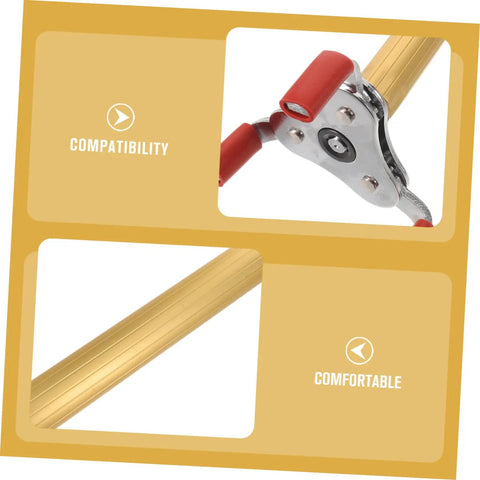 Close-up of Slick Aluminum Smoke Sensor Removal Tool For Ceilings Universal Fire Alarm Disassembly Grip with ergonomic red grips.