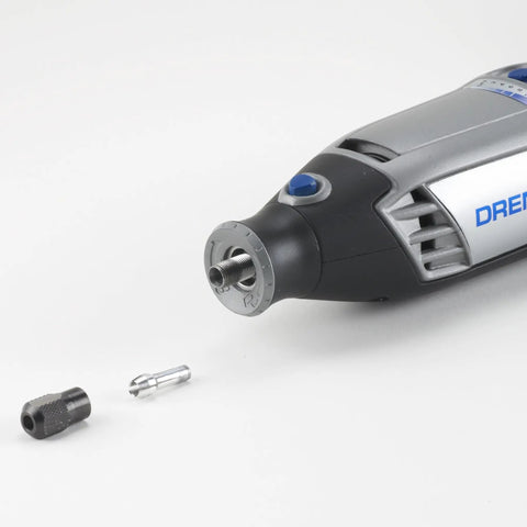 Quick Change Rotary Tool Collet Nut Set Five Piece Kit With 480 481 482 483 Collets And Nut shown with Dremel rotary tool