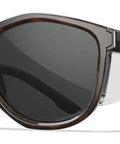 Top Shelf Shatterproof Sunglasses And Work Safety Shades Featuring Premium Polarized Grey Lenses For Men And Women Encased In A Dope Gloss Tortoise Build.