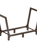 34 Inch Outdoor Indoor Firewood Rack With Bronze Finish Heavy Duty Wood Storage Stand for Fireplace Logs, empty frame on white background