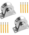 Top Shelf 304 Stainless Steel V Groove Pulley Wheels Two Pack with yellow anchors for sliding gates and DIY gym setups.
