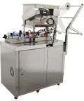 Automatic Pneumatic Paste And Liquid Filling Machine With Stainless Steel Horizontal Mixing Hopper For Sauces Oils Honey And Condiments 10 To 100 ML side view showing stainless steel construction and hoppers.
