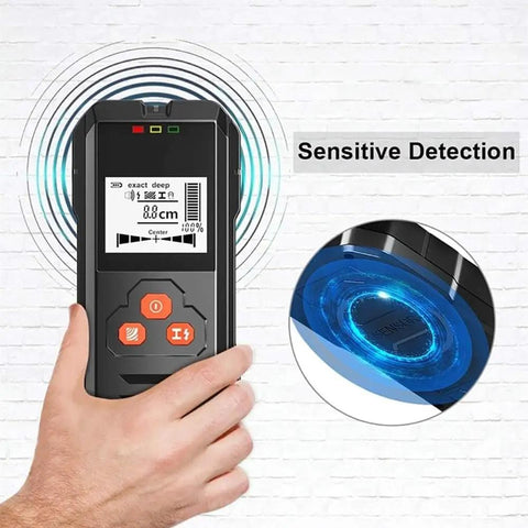 Ultimate Durable Digital Stud Finder And Wall Scanner With Bright Lcd Display For Tracking Metal Wood Iron And Live Ac Wiring Badass Drywall Detection Essential in hand with LCD display.