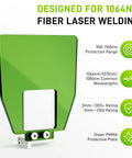 Badass OD5 Plus Green Laser Welding Shield For Handheld Fiber Guns showcasing green PMMA plate and robust mount.