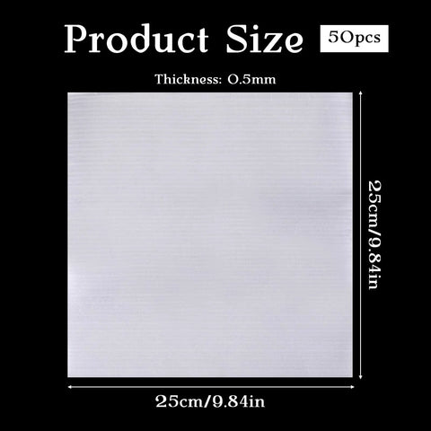 50 Pack 10X10 Inch Foam Wrap Sheets Hella Tough Moving Packing Supplies Reusable Moistureproof Cushioning Pads For Dishes And Fragile Gear Nailed It Shipping Setup, showing size and thickness.