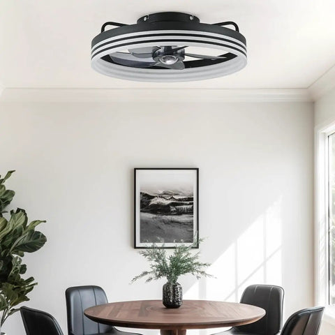 Modern Flush Mount Ceiling Fan With Lights Remote Control Low Profile LED Dimmable Ceiling Fan Light 5 Blades 6 Speed Quiet Reversible Indoor
