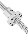 Precision Rolled Ballscrew Anti Backlash Ball Nut 300 mm for Heavy Duty CNC Machines, showcasing smooth shaft and nut design.