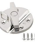 Rock Solid Marine Grade 316 Stainless Steel Turn Button Latch With Positive Stop And Polished Rotary Catch Lock For Boat Cabinetry Hatch Doors Center Console And Tackle Box Storage Solutions close-up view with screws included.