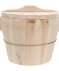 Handmade Wooden Rice Steamer Bucket With Flat Lid And Detachable Base For Commercial Kitchen Use, natural wood finish.