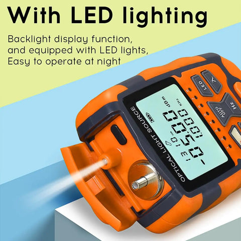 Heavy Lifting Fiber Optic Tester Set Including Optical Power Meter And Singlemode Light Source with LED lighting feature.