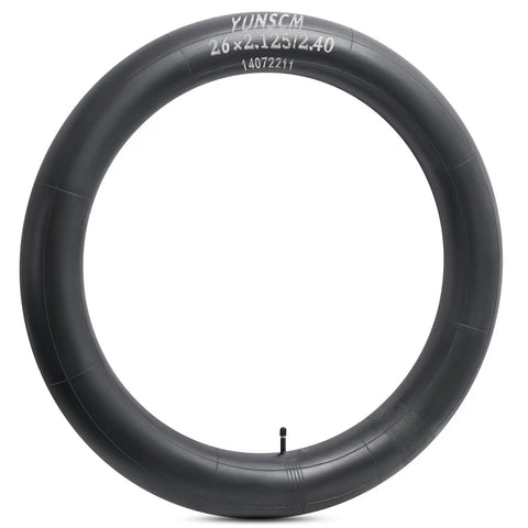 Road Ready 26 Inch Bike Inner Tube Fits 26x2.125 To 26x2.4 Tires With AV32mm Schrader Valve, circular view