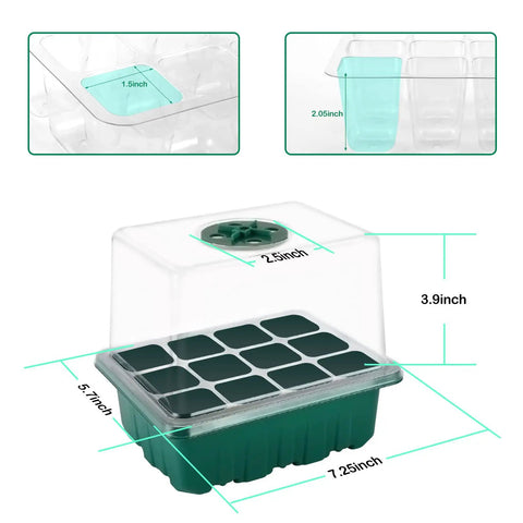 Seed Starter Tray With Grow Light Kit Six Pack Of 12 Cell Trays With Humidity Domes Adjustable Humidity From 50 To 100 Percent Indoor Gardening Germination System For Easy Seed Starting Ideal For Beginners And DIY Growers