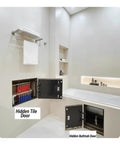 Heavy Duty Stainless Steel Concealed Hinges For Seamless Hidden Access Panels And Tile Ready Inspection Doors With Hassle Free Install And Smooth Swing For Bathrooms And Utility Rooms 60 X 100 Cm shown with hidden tile and bathtub doors in modern bathroom.