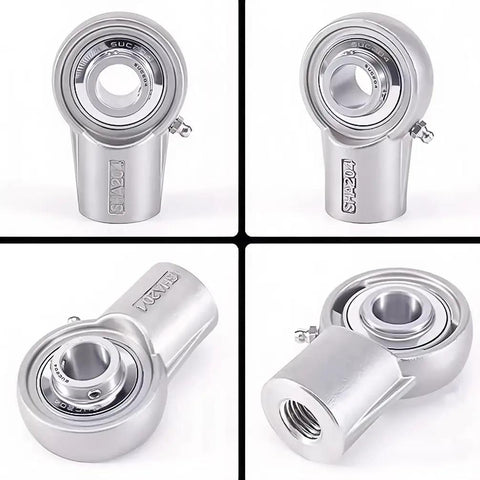 Built Tough Premium Stainless Steel Inner Spherical Insert Bearing With Seat And M16 Thread Zero Rust Precision Machined Smooth Operator from multiple angles.