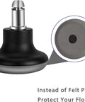 Five Pack Bell Glide Caster Wheels Replacement Office Chair Rollers close-up of sturdy black polypropylene glide with locking grip stem.