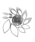 DIY Silver Mirror Leaf Wall Clock Sticker Kit With Modern Hollow Floral Design Self Adhesive Wall Decal For Living Room Bedroom Office Decor Silent Movement Easy Peel And Stick Elegant Home Accent, 15cm