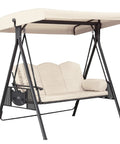 Weatherproof 75 By 47 Inch Universal 3 Seat Swing Canopy Replacement Top Cover For Outdoor Patio Garden Beige Top Only, Waterproof Shade