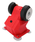 No Nonsense Cordless Bench Grinder Packing 5500 RPM And 70mm Dual Wheels in red with plastic body and rubber wheels.
