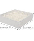 Sturdy Fabric Drawer Organizer Box With Segmented Compartments For Socks Underwear And Clothing Sorter, beige fabric, 33cm x 33cm x 10cm
