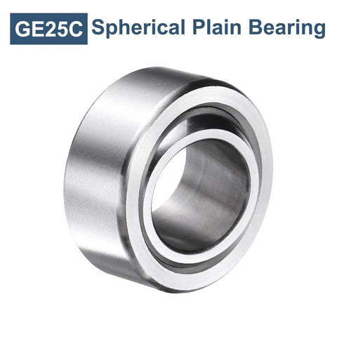 GE25C Spherical Plain Bearing made of chrome steel, showcasing its smooth surface and inner bore for heavy-duty machinery applications.