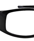 Badass CO2 Laser Safety Glasses Featuring Kickass Black Wraparound Frames view from the side, showcasing heavy duty design.