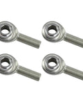 Rugged 5/8-18 RH Male Steel Heim Rod Ends With Zinc Plated Shell And Hardened Ball Joints Designed For Slick Steering And Heavy Suspension Linkages That Can Handle The Daily Grind 4 Pack, showing four steel rod ends with threaded shafts.
