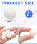 Five Pack Of Solid Nylon Balls One Inch Diameter Pa Plastic Bearing Beads For Smooth Rolling Diy Builds And Industrial Valve Repair Systems That Run Slick And Stay Built Tough Zero Drama Guaranteed - showing size and quantity.