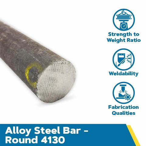 Aircraft Grade 4130 Alloy Steel Round Bar 0.75 Inch Diameter by 24 Inch Length, Normalized Mill Finish, AMS 6370 and AMS S6758