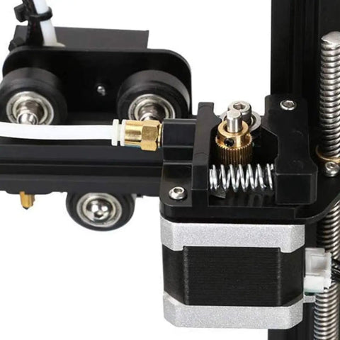 Close-up of 10 Piece Black Plastic V Groove Ball Bearing Wheels For 3D Printer, showcasing precision parts and installation.