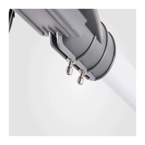 Close-up of Heavy Duty 120W Solar Street Light With Motion Sensor Tough Aluminum Housing mounting bracket and screws.