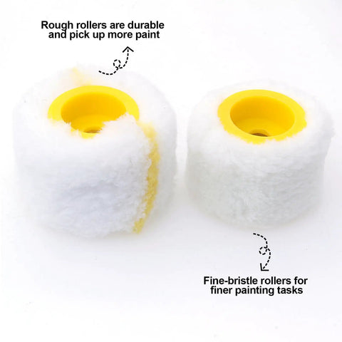 Grippy Pipe Paint Roller Handle Kit For Round Gas And Water Pipes With Butter Smooth Roll And Solid Build showing rough and fine-bristle rollers.