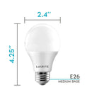 Super Bright A19 LED Bulb 75W Equivalent, 1100 Lumens, 3500K Natural White, Dimmable 11W, E26 Medium Base, dimensions shown