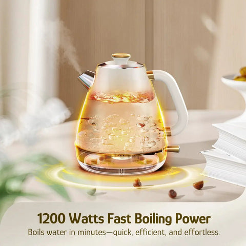 Retro Electric Kettle With Thermometer 1.7 Liter All Stainless Steel 1200 Watt Fast Boil Cordless BPA Free Auto Shut Off