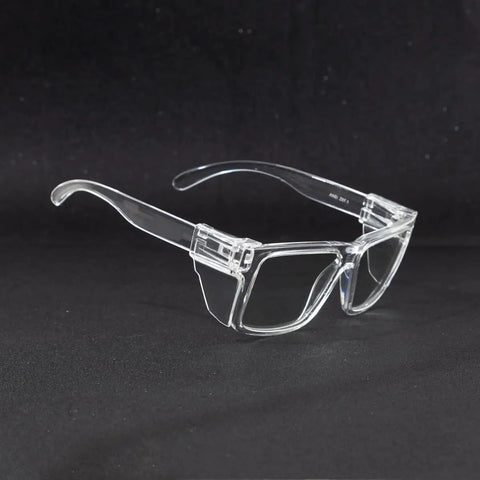 Photochromic Safety Glasses Featuring Blue Light Blocking Armor And Scratch Resistant Glass That Keeps Your Vision Crisp While Adapting Instantly From Desk To Sunshine Without Any Fuss For Reliable Protection - clear frame, side view.