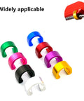 Colorful 12 Pack Aluminum Alloy Bicycle Cable Clamps And C Clips arrangement showcasing various colors and housing fitting example.