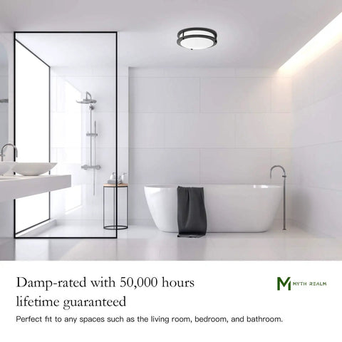 12 Inch LED Ceiling Light Fixture Dimmable 20W Flush Mount With Three Color Temperatures 3000K 4000K 5000K Black ETL Listed