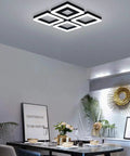 Dope Modern 4 Panel Aluminum Frame LED Ceiling Light Fixtures 52W Flush Mount For Living Room Bedroom Kitchen Cool White 6000K Matte Black Finish