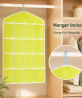 Smooth Over Door Shoe Hanging Storage Bag With Sixteen Clear Pockets For Fast Closet Setup and Hassle Free Dorm Room Essentials Total Game Changer Flex displayed on a closet rod.