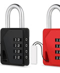 Small Combo Padlocks For Gym And School Lockers Totally Foolproof Keyless Dials With Free Personalized Tag Two Pack heavy duty steel body in black and red.
