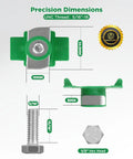 5/16 Inch 18 Nylon Strut Channel Cone Nut and Bolt Kit 20 Pack with 1/2 Hex Head Galvanized Steel Bolts illustrated with precise dimensions.